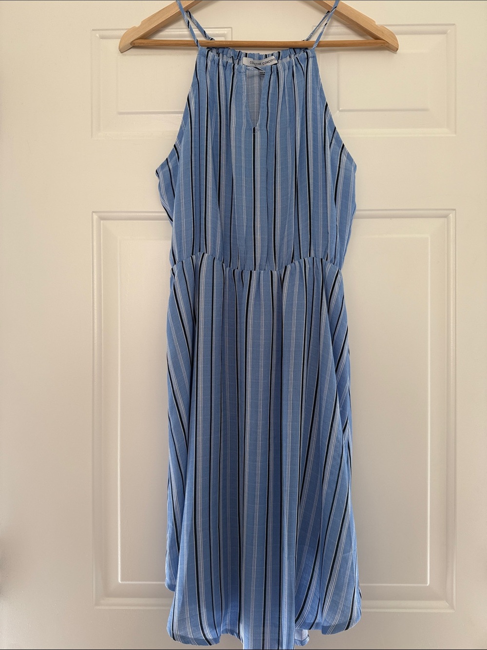 Collective Concepts Blue Striped Halter Midi Dress - S NWOT